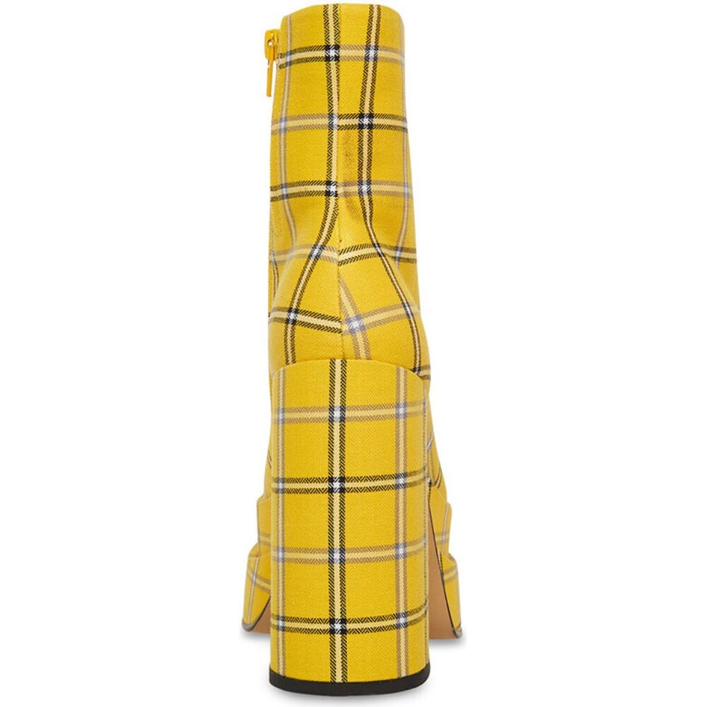 💋RETRO 70s CHIC💋Steve Madden Double Plarform Booties in Yellow & Black Plaid - Picture 9 of 16